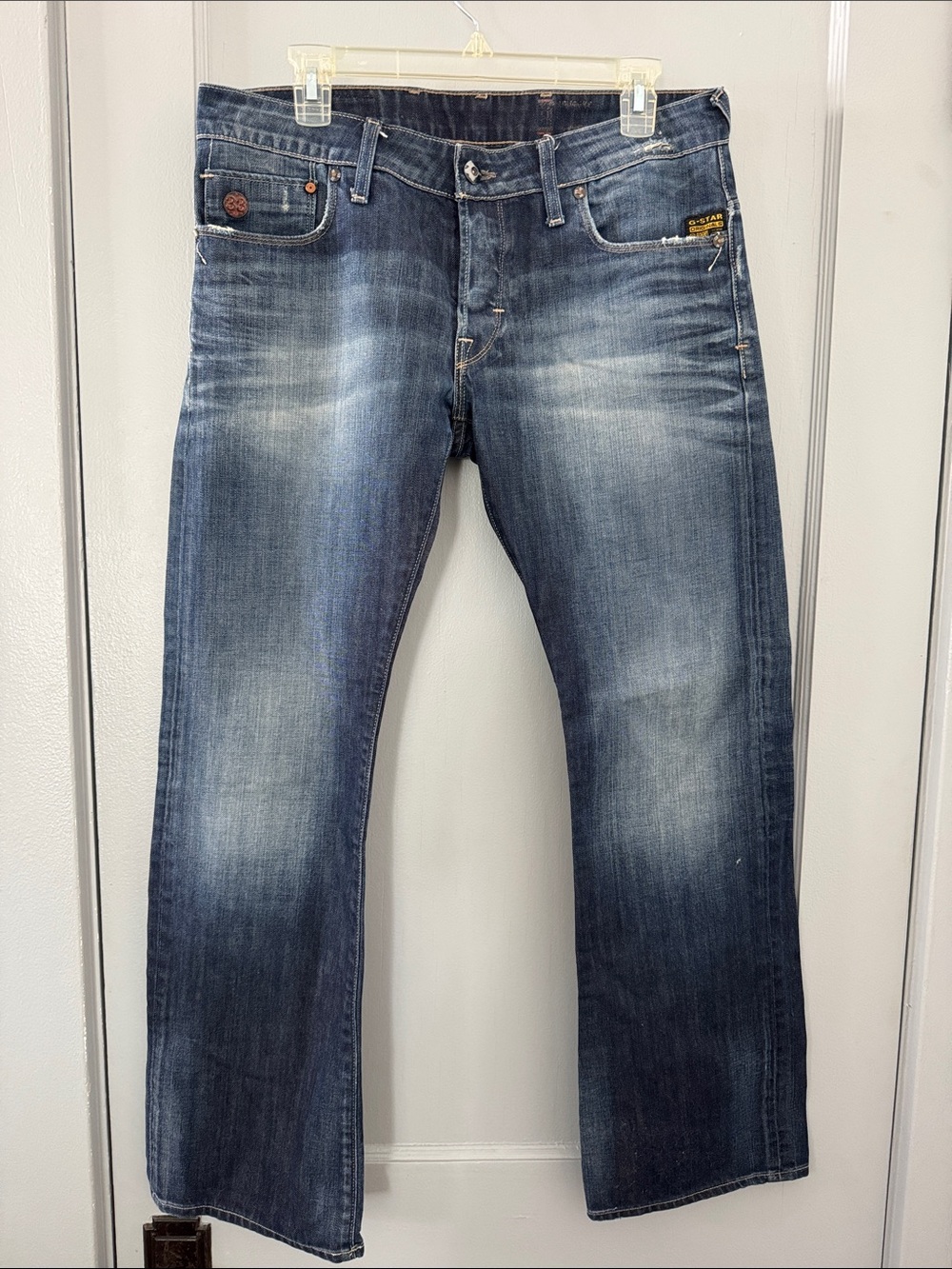 G-Star Men's Dark Blue Faded Bootcut Jeans